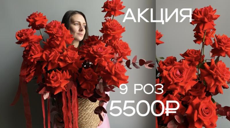 Выгодное предложение букет из 9 красных французских роз 5500р