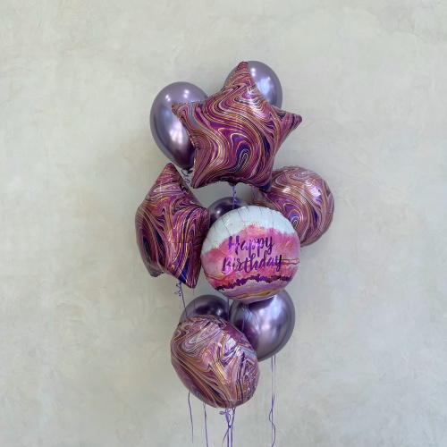 Сет "Пурпурный мрамор С днем Рождения"