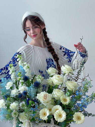 Корзина "Гжельские узоры"