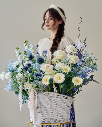 Корзина "Гжельские узоры"